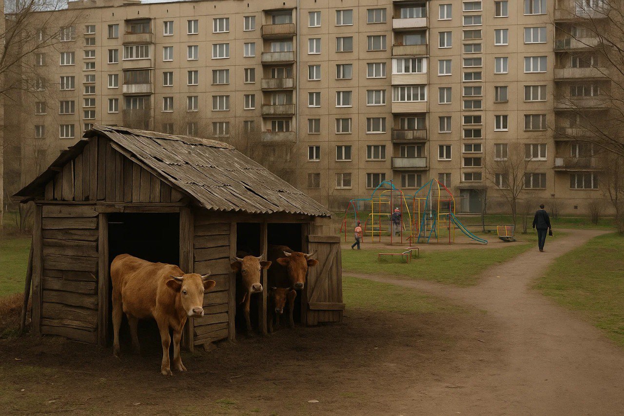 Пенсионерка завела коров во дворе многоэтажки в Гомельском районе